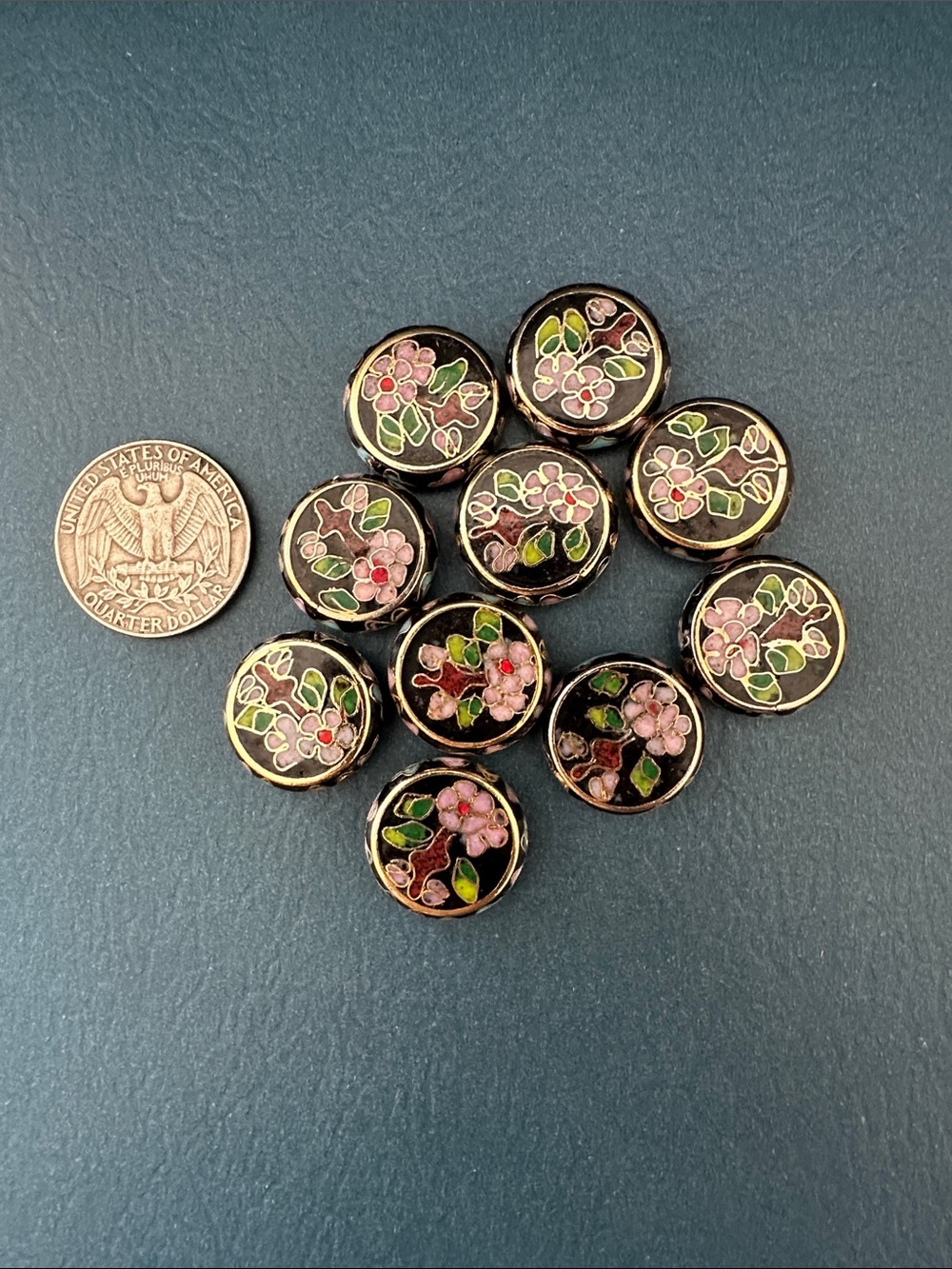 Rare Vintage Large Cloisonné disc beads
